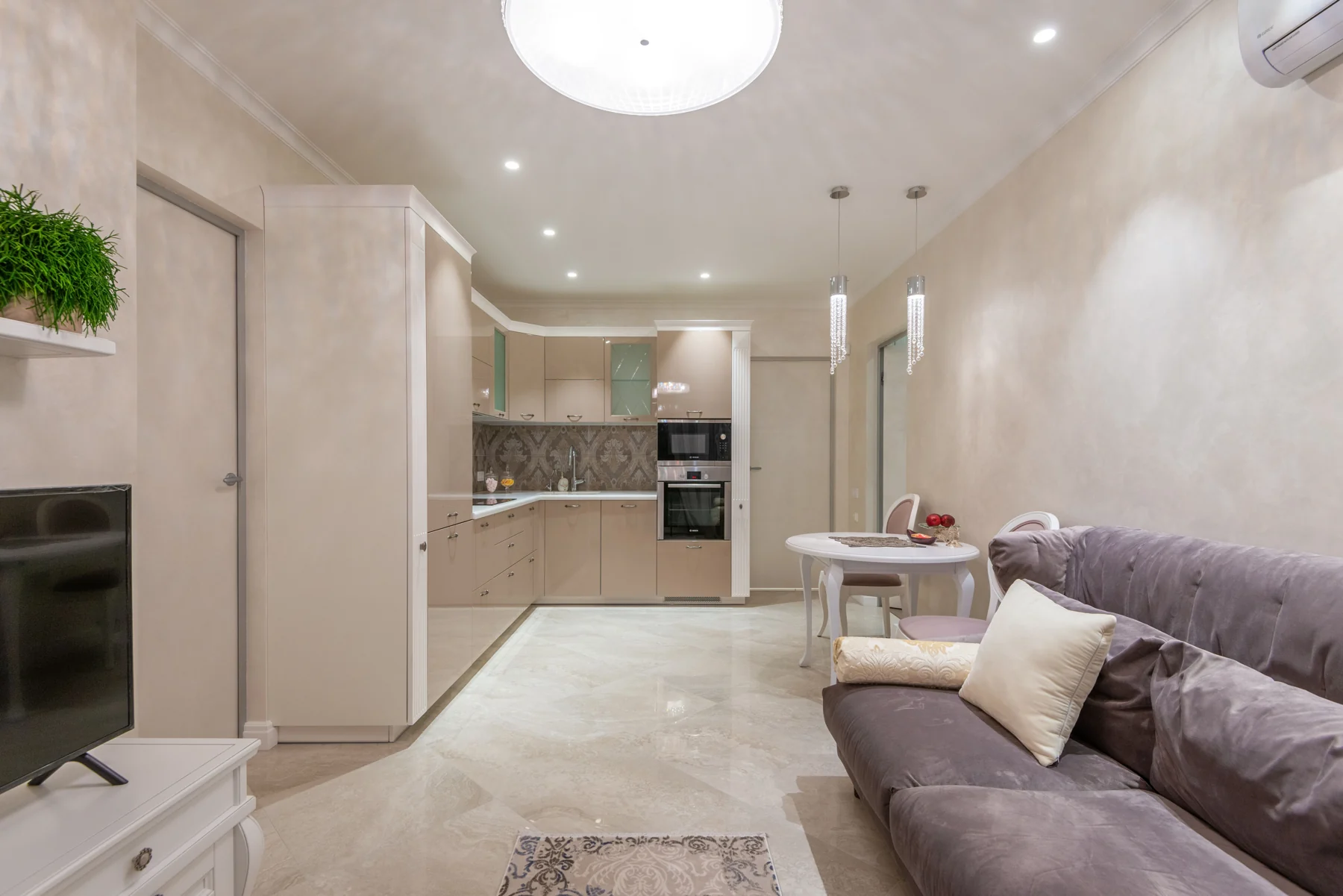 Apartment lounge with a kitchen